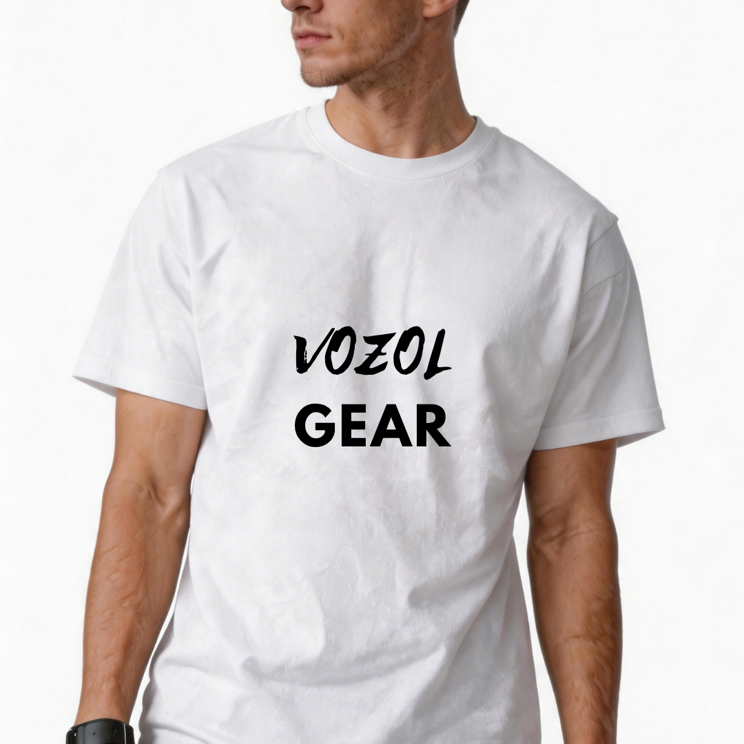 Man’s white short-sleeved T-shirt for summer Featuring a unique, trendy print 100% cotton