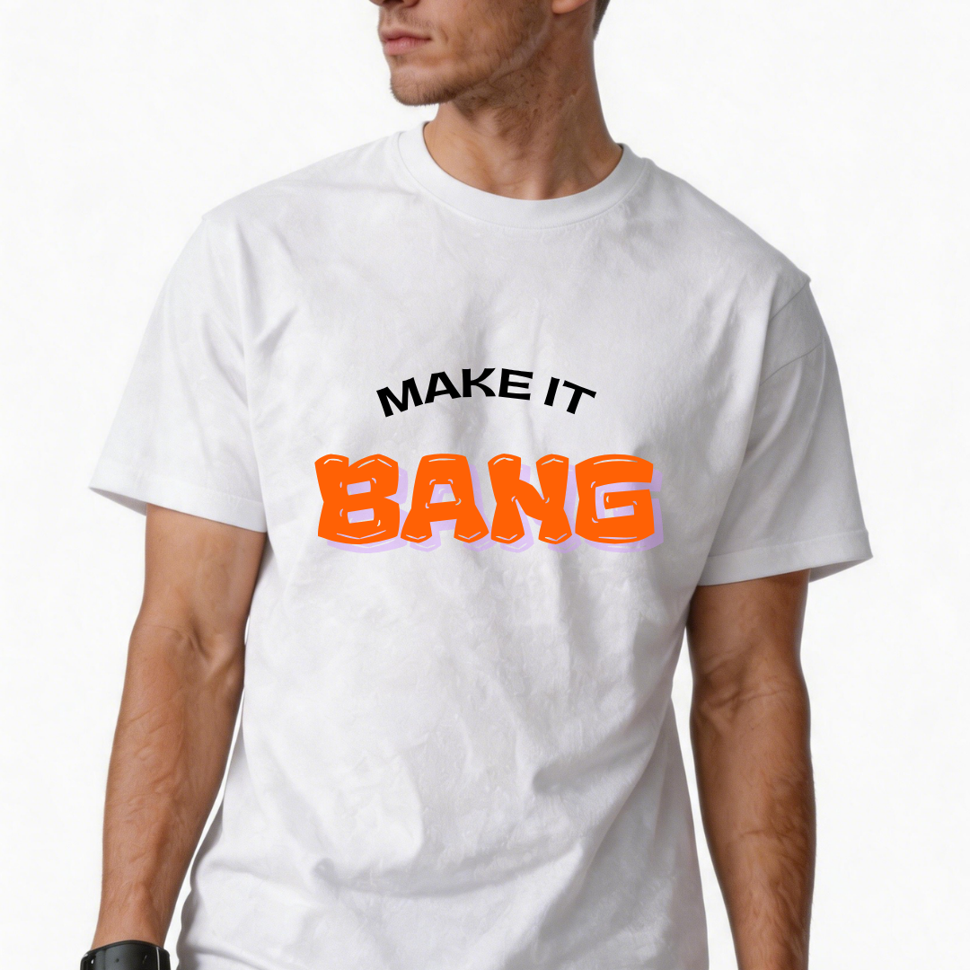Man’s white short-sleeved T-shirt for summer Featuring a unique, trendy print 100% cotton