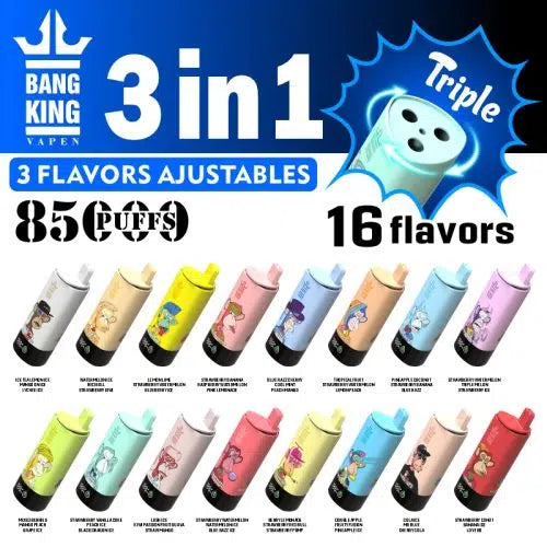 Bang King Triple 85000 85K Puffs 3 in 1 Flavor Switch Disposable Vape