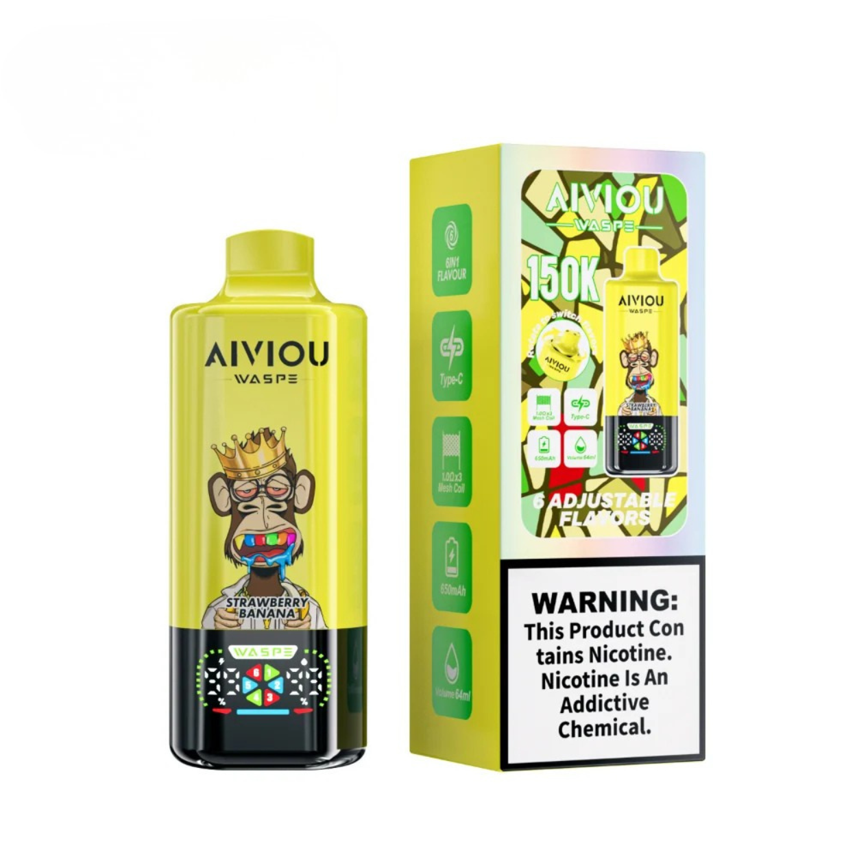 WASPE AIVIOU 150000 150K Puffs 6in1 Disposable Vape Euro Ecig WASPE AIVIOU 150000 150K Puffs 6in1 Disposable Vape Euro Ecig