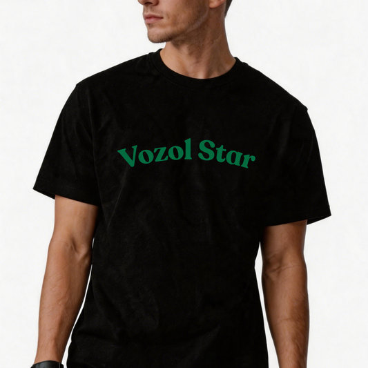 Man’s black short-sleeved T-shirt for summer   Featuring a unique, trendy print   100% cotton