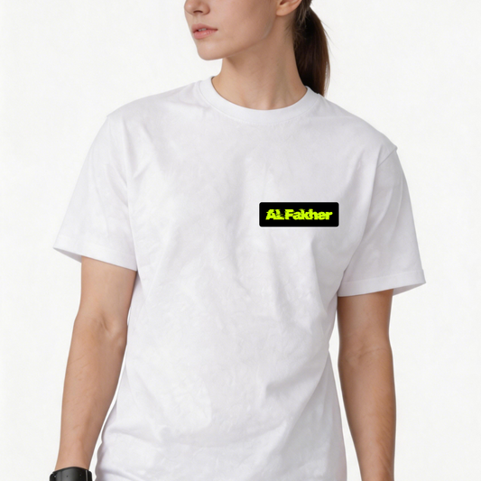 Women’s white short-sleeved T-shirt for summer   Featuring a unique, trendy print   100% cotton