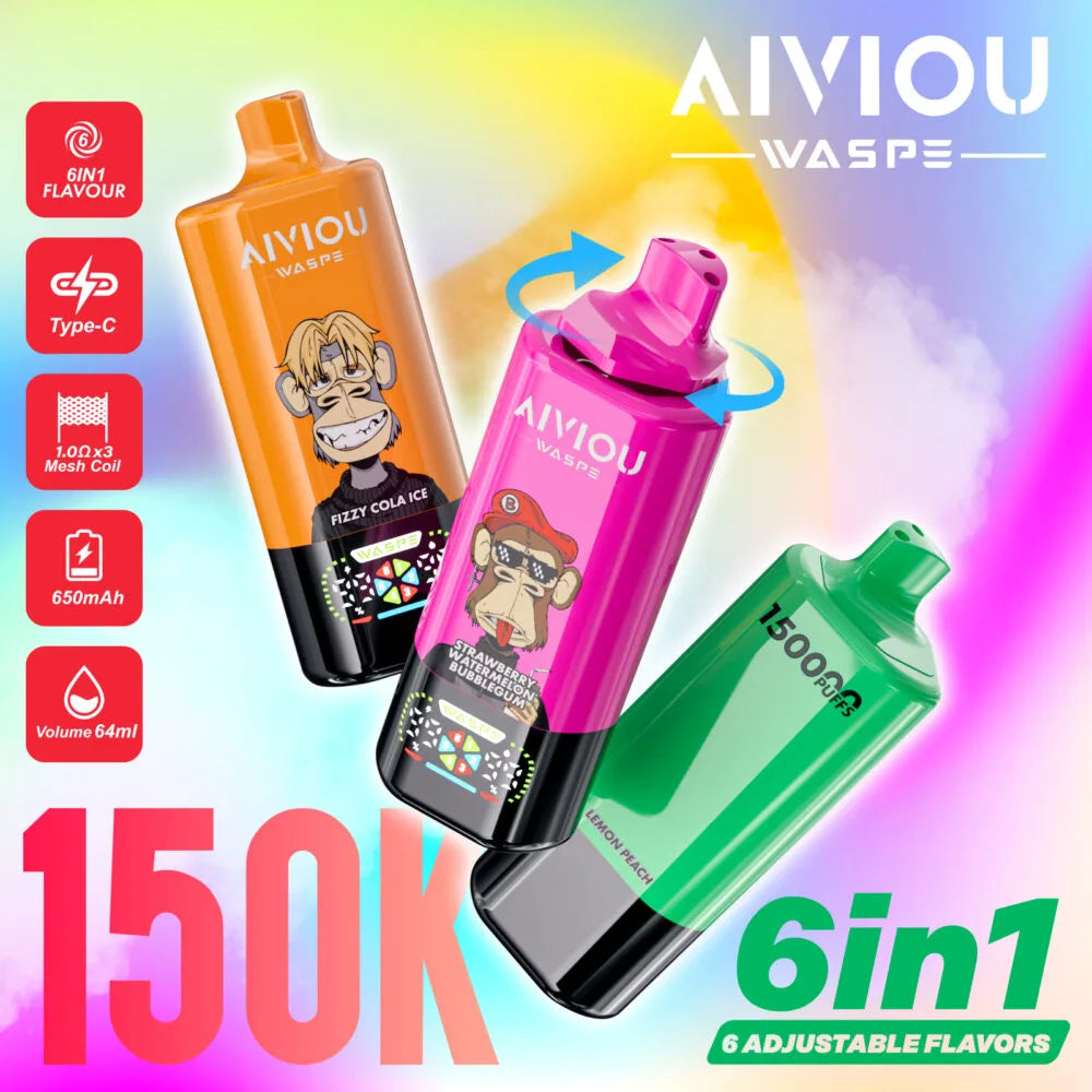 WASPE AIVIOU 150000 150K Puffs 6in1 Disposable Vape