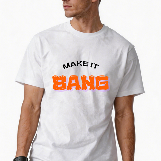 Man’s white short-sleeved T-shirt for summer   Featuring a unique, trendy print   100% cotton