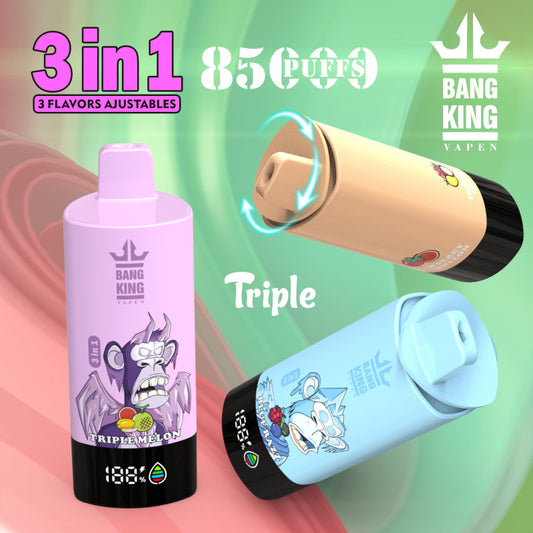 Bang King Triple 85000 85K Puffs 3 in 1 Flavor Switch Disposable Vape