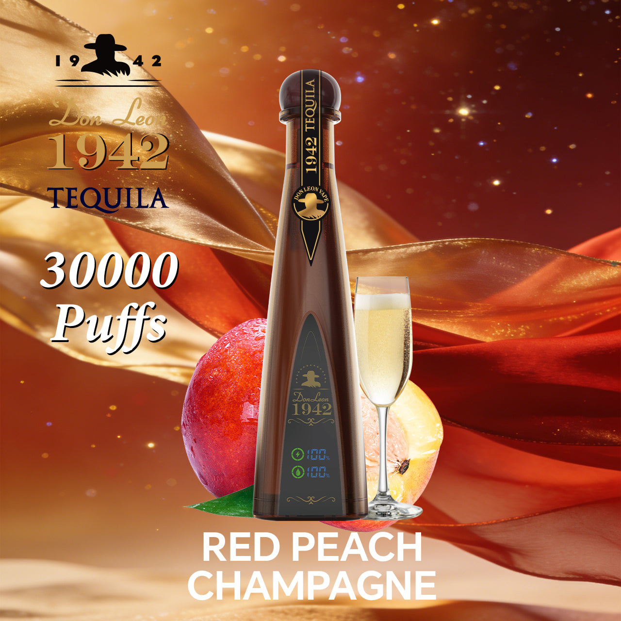 Don Leon Tequila Vape 30000 Puffs 2% Disposable Vape Red Peach Champagne