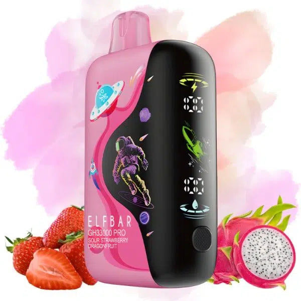 ELF BAR GH33000 PRO 33000 33K Puffs Disposable Vape Sour Strawberry Dragonfruit