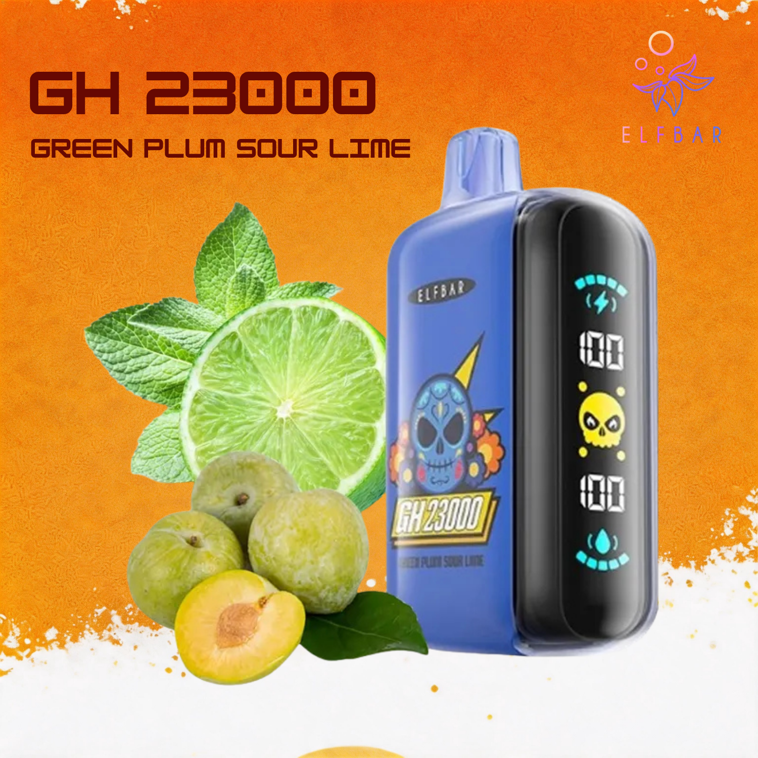 Elf Bar GH23000 23000 Puffs Disposable Vape 50mg Wholesale Green Plum Sour Lime