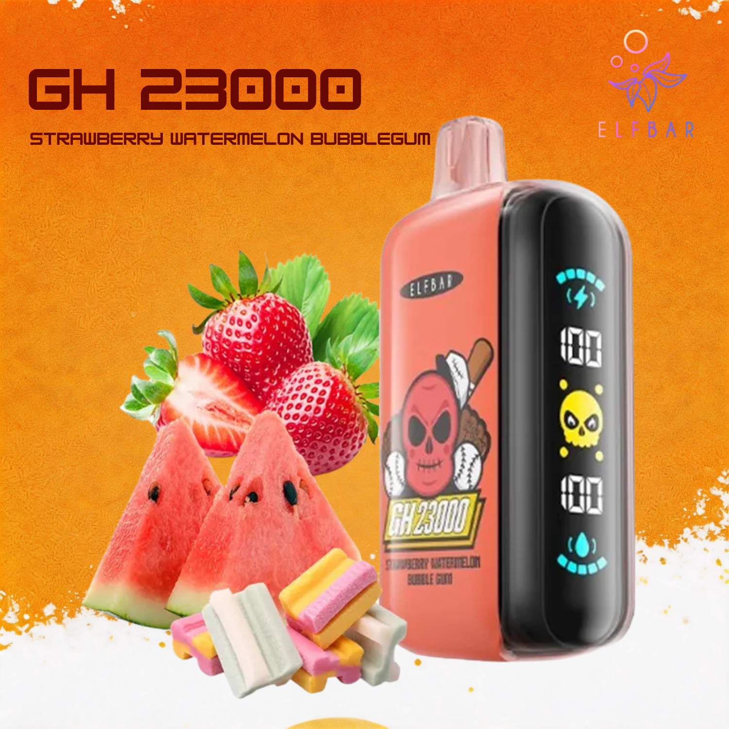 Elf Bar Gh23000 23000 23K Puffs Disposable Vape Strawberry Watermelon Bubblegum