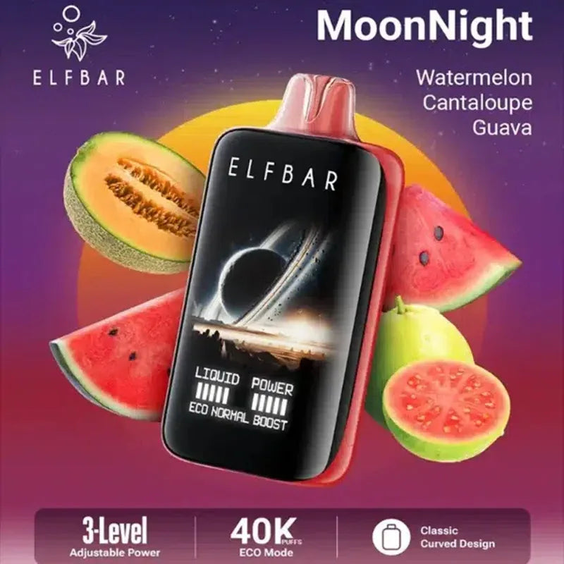 Elfbar Moon Night 40000 40K Puffs Disposable Vape Watermelon Cantaloupe Guava