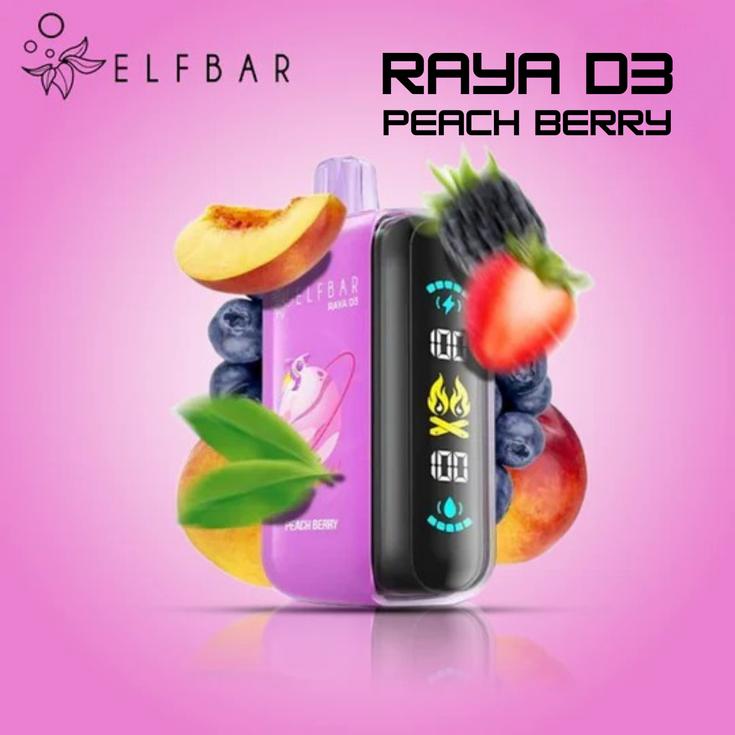 Elfbar Raya D3 25000 25K Puffs Disposable Vape Peach Berry