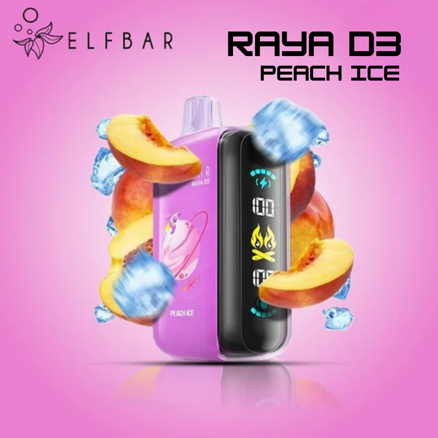 Elfbar Raya D3 25000 25K Puffs Disposable Vape Peach Ice