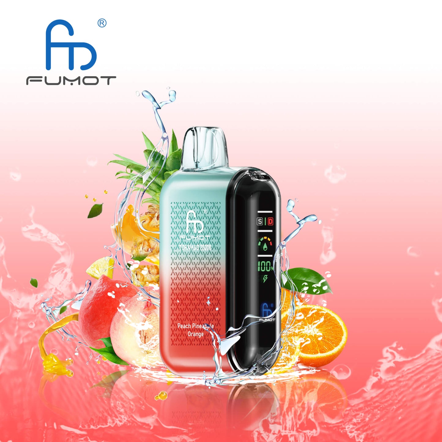 Fumot Tornado 20000 Dual Mesh Disposable Vape 20mg Peach Pineapple Orange