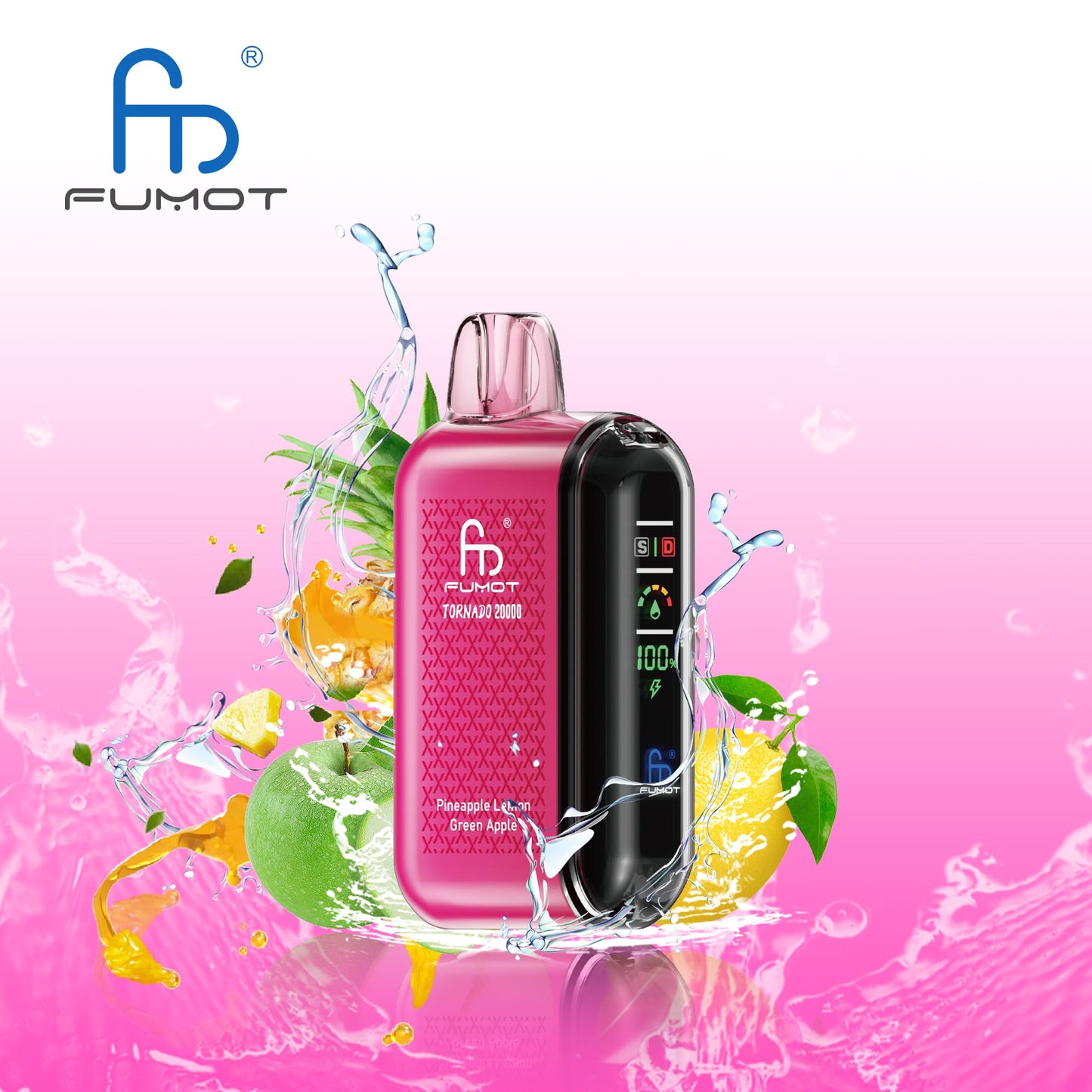 Fumot Tornado 20000 Dual Mesh Disposable Vape 20mg Pineapple Lemon Green Apple