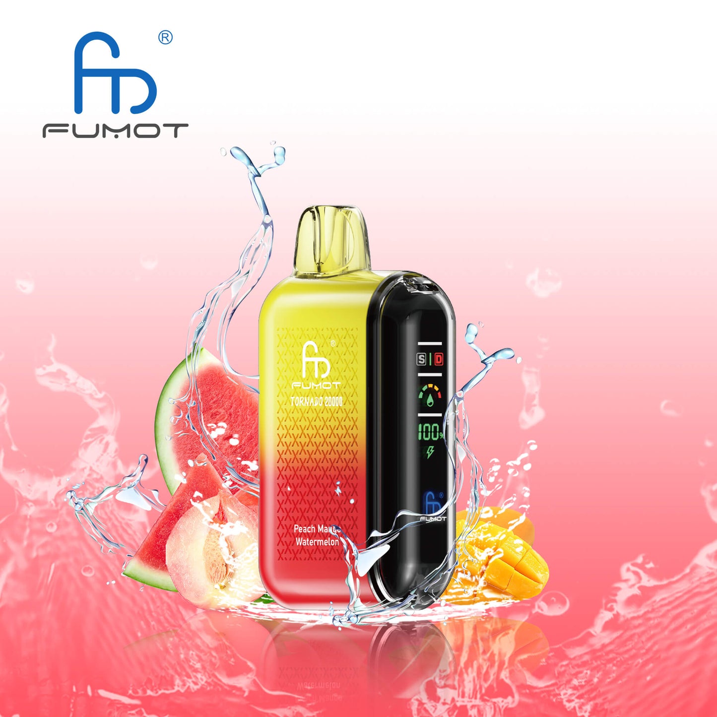  Fumot Tornado 20000 Dual Mesh Disposable Vape 20mg Wholesale Peach Mango Watermelon