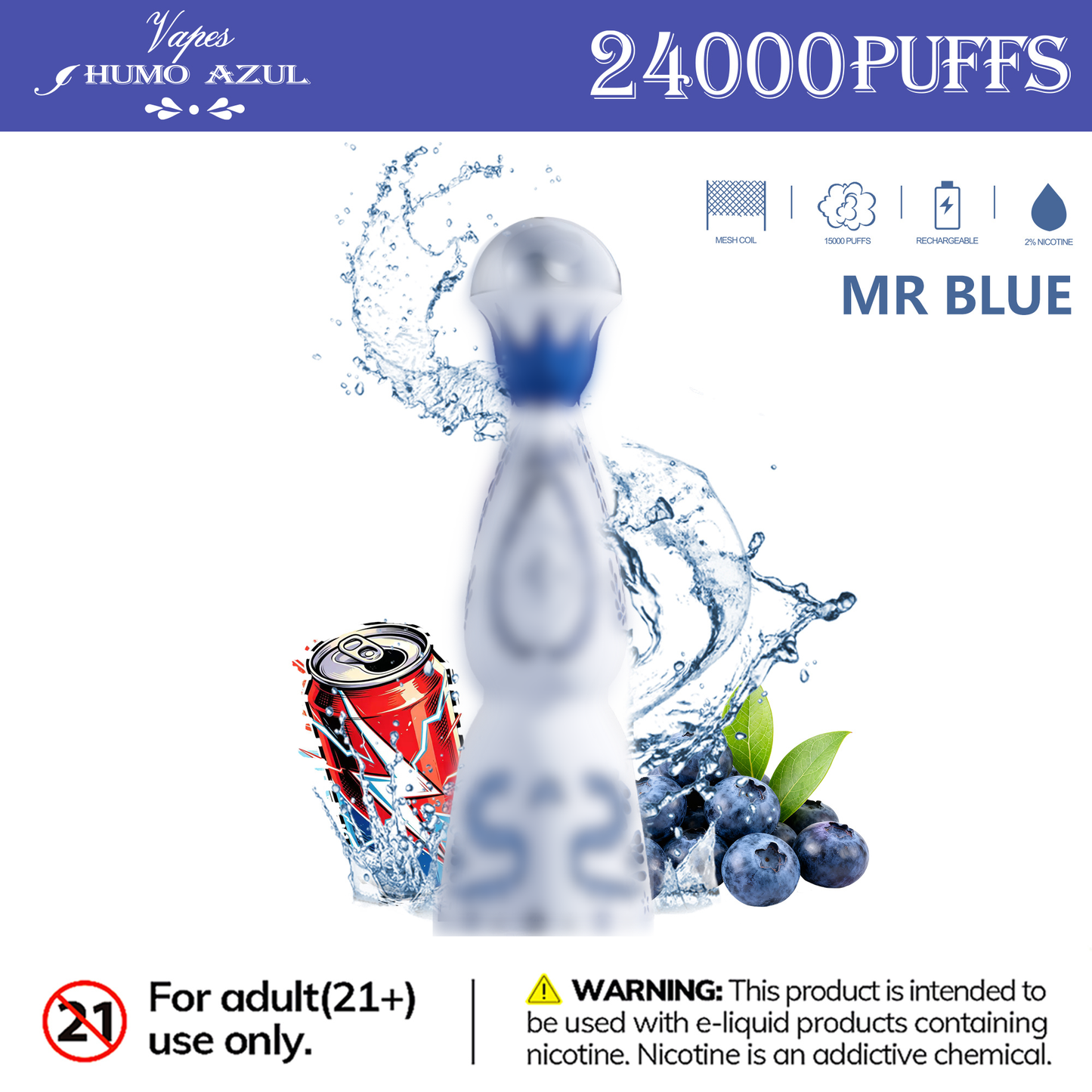 Humo Azul 24K 24000 Puffs Disposable Vape  Mr Blue