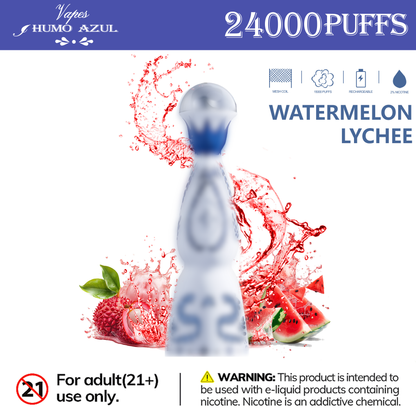 Humo Azul 24K 24000 Puffs Disposable Vape  Watermelon Lychee