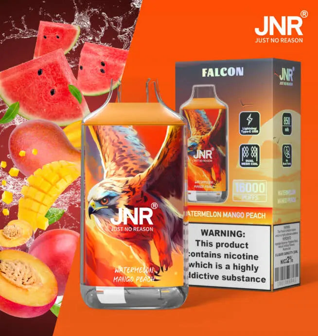 JNR Falcon 16000 16K Puffs Disposable Vape 20mg Wholesale Watermelon Mango Peach