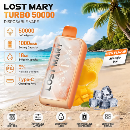 Lost Mary MT50000 Turbo 50000 50K Puffs Disposable Vape 5% Wholesale Mango Ice