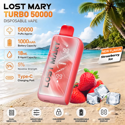 Lost Mary MT50000 Turbo 50000 50K Puffs Disposable Vape 5% Wholesale Strawberry Ice