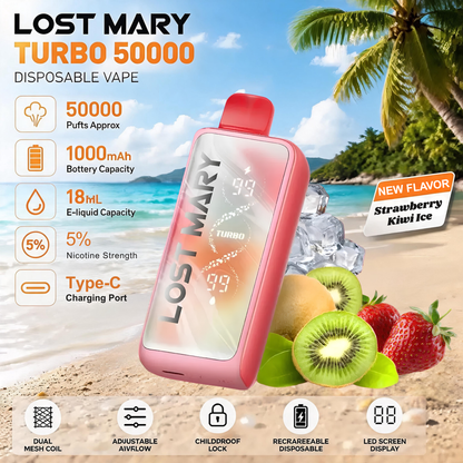 Lost Mary MT50000 Turbo 50000 50K Puffs Disposable Vape 5% Wholesale Strawberry Kiwi Ice