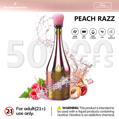 Solaris ARMAND DE BRIGNAC Champagne 50000 Puffs Disposable Vape Peach Razz