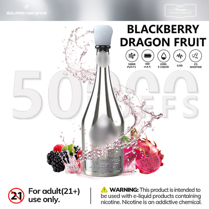 Solaris Champagne 50000 Puffs Disposable Vape 2% Wholesale Blackberry Dragon Fruit