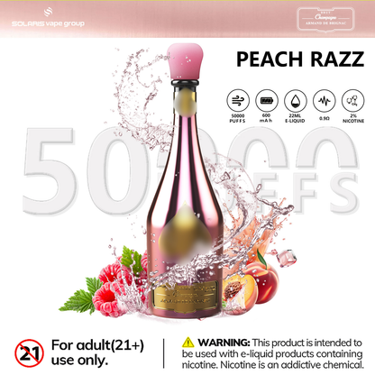 Solaris Champagne 50000 Puffs Disposable Vape 2% Wholesale Peach Razz