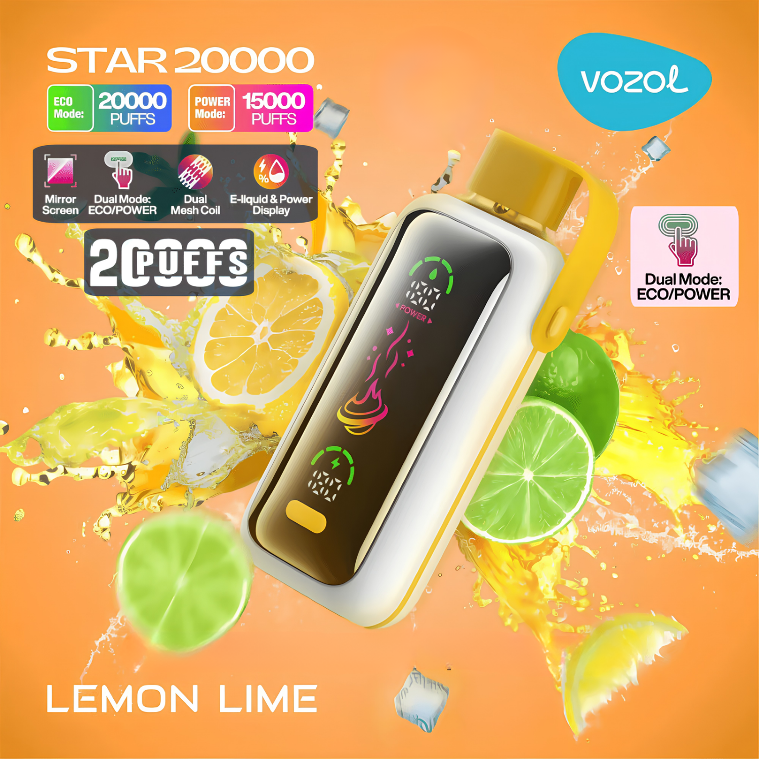 Vozol Star 20000 20K Puffs Disposable Vape 50mg Lemon Lime