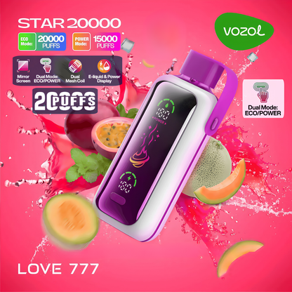 Vozol Star 20000 20K Puffs Disposable Vape 50mg Love 777