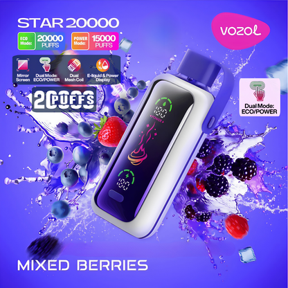 Vozol Star 20000 20K Puffs Disposable Vape 50mg Mixed Berries