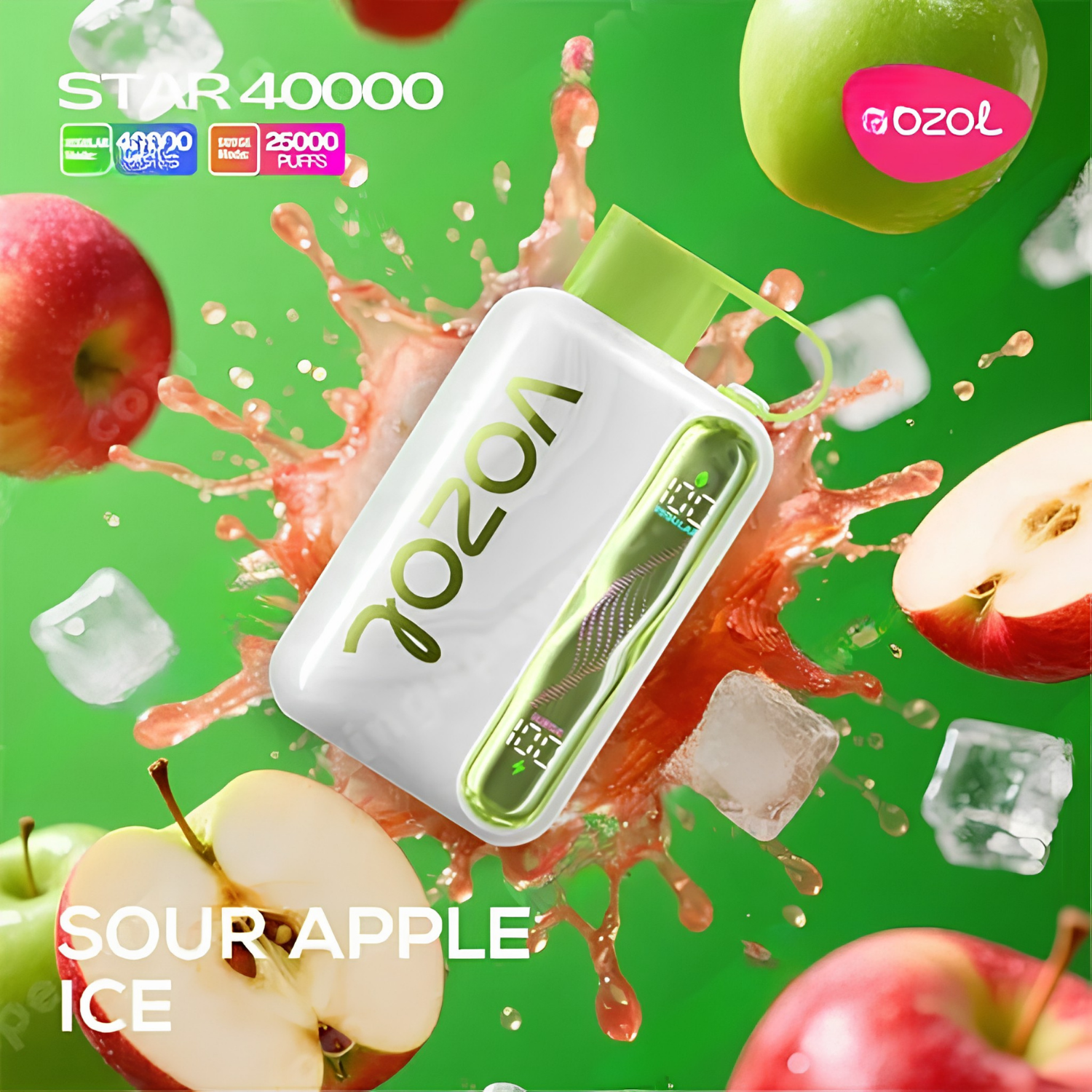 Vozol Star 40000 40K Puffs Disposable Vape 50mg Sour Apple Ice