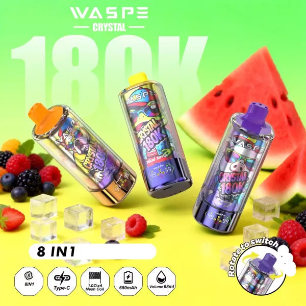 Waspe Crystal 180000 180K Puffs 8-in-1 Disposable Vape
