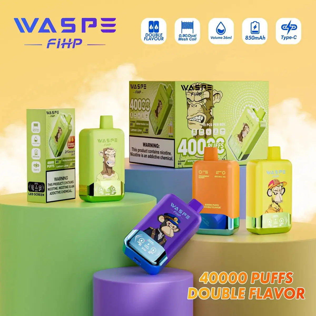 Waspe FIHP 40000 40K Puffs Double Flavors Disposable Vape